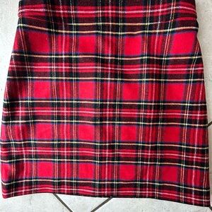 J. Crew Red Plaid Pencil Skirt